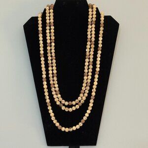 Vintage 3 Strand Gold Crackle Bead Statement Necklace